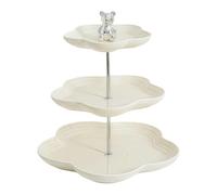 ESSMOKO Présentoir à Gâteaux Plateau à fruits et bonbons fruits secs et pâtisseries coffret de rangement en céramique à plusieurs niveaux jaune crème 3 niveaux