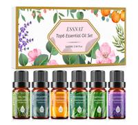 ESSNAT Coffret Cadeau d'Huiles Essentielles 6x10ml pour Diffuseur | 6 senteurs: lavande, menthe, tea tree, orange douce, eucalyptus, citronnelle, pour diffuseur, humidificateur adapté, DIY