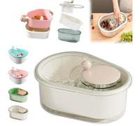 Essoreuse à fruits, panier égouttoir à fruits portable, lave-légumes rotatif à haute efficacité avec brosse et couvercle, lave-linge manuel, appareils de cuisine portables compacts(B)