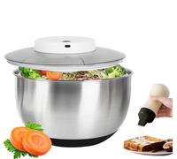 Essoreuse à Salade 4,8L Grande, Essoreuse Salade Inox, Electrique Panier a Salade avec Couvercle, Professionnelle Essoreuse Salade sans Fil, Base Antidérapante,Salad Spinner pour Laver Fruits,Laitue