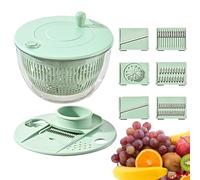 Essoreuse à salade à pompe - Grand séchoir à légumes 5 en 1 - Grande essoreuse à salade multifonction pour pâtes, frites et légumes - Design transparent avec poignée ergonomique - Vert clair