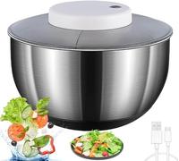 Essoreuse à Salade Électrique 4.8L, Laveuse et Sècheuse de Légumes Automatique Rechargeable USB, Design Démontable Facile à Nettoyer pour Salades, Fruits, Herbes et Baies Frais, Gadget de Cuisine