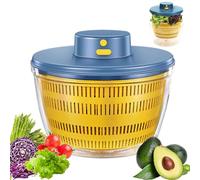 Essoreuse à Salade électrique, 4000 ML Grande Capacité Essoreuse à Salade Automatique, Déshydrateur pour Fruits et légumes avec Couvercle, séchage Rapide, Rechargeable par USB mixeur Salade (Bleu)