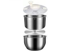 Essoreuse à Salade en Acier Inoxydable, Grand Lave-Légumes avec Bol de 6L, Couvercle en PP, Panier de Vidange en Acier Inoxydable, Nettoyant et Séchoir à Laitue, pour Lave-Fruits