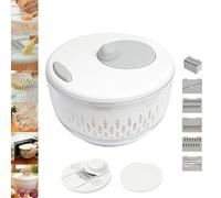 Essoreuse à salade et hachoir à légumes 11 en 1, grande essoreuse manuelle avec 5 lames interchangeables, mandoline, séparateur d'œufs et bol de stockage des aliments pour la préparation de salades de