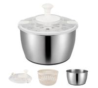Essoreuse à Salade,Grand Bol en Acier Inoxydable de 4,8L,saladier avec Couvercle,essoreuse à Salade avec manivelle et Bouton