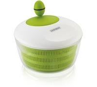 Leifheit Essoreuse à salade en plastique Trend, mécanisme d'essorage à manivelle, bouton ergonomique, utilisable comme saladier ou passoire, blanc et vert