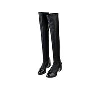 ESSUE Botte Genou Femme Boots Mode Longue Talon Haut Aiguille Bout Pointu Vernis Zip Chaud Winter Bootie Thigh High Stiletto Sexy Bottes Cuissardes Femme Bottines Femmes Automne