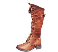 ESSUE Bottes femmes Sexy hiver à mi-mollet bottes tirer sur automne temps hiver bottes Bottines à lacets pour femme - Longueur mollet Talon Louis - Vintage - Steampunk gothique