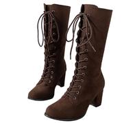 ESSUE Bottes Hautes Au Genou Femme Longue Sexy Mode Chaussures Talons Hiver Chaud Boots ans Lacet Bottes D'Hiver Talon Haut Bottes de moto CavalièRes Chaussures AntidéRapante LéGèRes Bottes