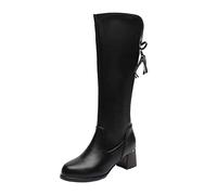 ESSUE Bottes Hautes Femmes Genoux Bottes Longue Bottes Bout Rond Talon Compensé Élégant Cuissarde Femme Sexy Bottes Hautes au Genou Couleur Pure Talons Hauts Aiguille Boots