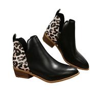ESSUE Bottines Femme Talons éPais En Cuir Hiver Chaud Mode Bottes A Talon Grand Taille Talon Carre Sexy Mode Pas Cher Chaussures à Lacets Talons CavalièRes Chaussures