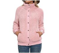 ESSUE Manteau d'hiver pour Femme Cardigan Boutonné en Peluche D'agneau Veste Polaire Pelucheuse Surdimensionnée Sherpa avec Poches à Manches Longues Manteau Léger Décontracté Sweat-shirts