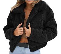 ESSUE Manteau Femmes Sherpa Veste Chic et Elegant Fausse Fourrure Zippé Fuzzy Fluffy Recadrée Manteau Hiver Revers Polaire Outwear Manteaux Courts Y2K Teddy Shaggy Pardessus Sexy Peluche Doux Outwear