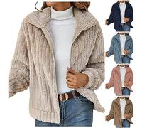 ESSUE Veste Polaire Femme Hiver Teddy Manteau Zip Up Fluffy Fuzzy Sweat à Capuche Fourrure Douce Cardigan Dames Plain Sherpa Outwear Chaud en Peluche Sweat Lâche Manteaux Occasionnels Blouson