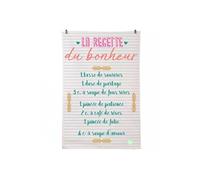 Essuie main - Recette du bonheur - En coton décoré - 50 x 70 cm