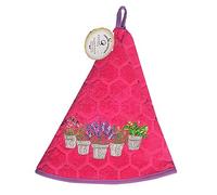 Essuie main rond en éponge Tissage Jacquard Herbier et lavande Rose Qualité Premium