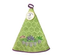 Essuie main rond en éponge Tissage Jacquard Herbier et lavande vert Qualité Premium