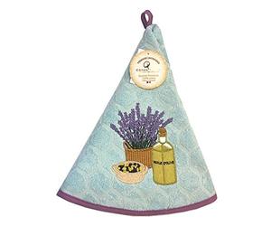 Essuie main rond en éponge Tissage Jacquard lavande et huile d'olive B Qualité Premium
