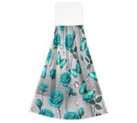 Essuie-mains à suspendre Motif papillon Bleu sarcelle | Serviettes à main légères avec languettes enveloppantes, 35,6 x 46,2 cm, idéales comme cadeaux pour maman et grand-mère