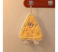 Essuie-mains en polaire corail avec motif fromage, toast, beignets, crackers, matériau doux et absorbant avec boucle de suspension pour cuisine et salle de bain (fromage)