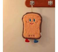 Essuie-mains en polaire corail avec motif fromage toast beignets, crackers, très absorbant, avec boucle de suspension pratique pour la cuisine et la salle de bain (toast)
