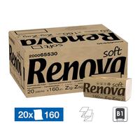 Essuie-mains enchevêtrés Renova Zig-Zag Soft, 20 paquets de 160