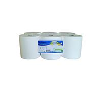 Essuie-mains gaufré collés ouate 2x17.5g/m² - Carton de 6 rouleaux - Dévidage central - 2 plis - 450 formats 20x25cm - H713POT- Certifié France Medical Industrie