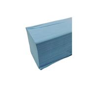 Essuie-mains papier pliage en W - bleu - ouate de cellulose - 2 épaisseurs - 22x35cm - carton de 3750 feuilles