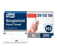 Essuie-mains pliage enchevêtré Tork H3 Advanced - Colis de 1250 - blanc