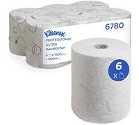 Essuie-mains roulés Kleenex Ultra 6780 - Essuie-mains roulés 2 épaisseurs - 6 x rouleaux d'essuie-mains en papier blanc de 150 m