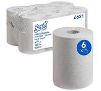 Essuie-mains roulés Scott Control Slimroll 6621 - Essuie-mains roulés en papier - 6 x rouleaux d'essuie-mains en papier blanc de 150 m (900 m)