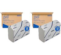Essuie-mains Scott® EssentialTM 6603 - pliés, enchevêtrés en V, 2 Épaisseurs, Blancs, Absorbants & Écoresponsables - 24 Paquets x 220 Feuilles (2 640 au Total)
