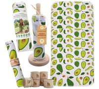 Essuie Tout Lavable Rutilisable; Paquet de 10 Sopalin Lavable Reutilisable en Coton MADE IN EU; Essuie Tout Lavable Rouleau avec Support Dérouleur en Bois; Rouleau de Papier Essuie Tout Reutilisable