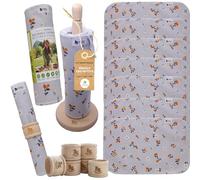 Essuie-tout lavables réutilisables à dérouler (lot de 10), 100% coton doux et ultra-absorbants, fabriqués en UE, sans support, idéals pour la cuisine, la table et le nettoyage quotidien