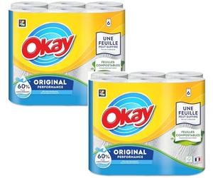 Essuie Tout Okay Original - papier essuie tout blanc pour la cuisine 12 rouleaux (2 x 6 rlx) économique et résistance - Offre Spéciale