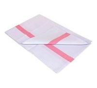 Essuie-vaisselle en coton TISSAGES DE BEAULIEU 238.R rayures rose/rouge Blanc et gris clair avec des rayures rose/rouge
