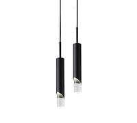 ESSZYIE Suspension Verre Moderne, Luminaire suspendu Longue Ligne en fer LED, pour Île de cuisine Chambre à coucher Salle à manger Bar (Noir, 2-Lumière)