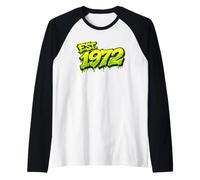 EST. 1972 Fun Graffiti Style Rétro 1972 Anniversaire Design Manche Raglan