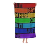 Est-ce que c'est gay ici ? Drapeau LGBT, soutien à la fierté gay, arc-en-ciel, serviette de bain surdimensionnée 130 x 81 cm, serviette de plage pour la plage, la salle de bain et la piscine.
