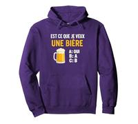 Est-ce Que Je Veux Une bière? Blague Beauf Alcool Humour Sweat à Capuche, Unisexe pour Adultes, Violet, XXL