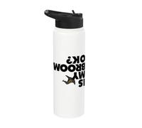 Est-ce que mon balai va bien ? C'est drôle, Halloween, la sorcière, est-ce que mon balai est OK ? Stainless Steel Insulated Water Bottle