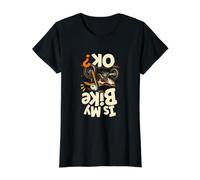 Est-ce Que Mon vélo va Bien ? Dessin animé de Dirt Bike à l'envers T-Shirt Graphique avec Valeur, Femme, Noir, XL