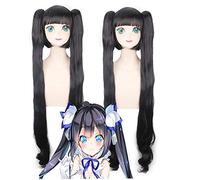 Est-il mal d'essayer de ramasser des filles dans un donjon Hestia Cosplay perruques 120 cm de longs cheveux synthétiques droits pour les femmes Anime noir