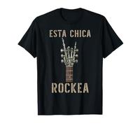 Esta Chica Rockea Mano de esqueleto, Musique Rock, Guitare T-Shirt