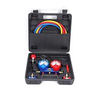 Estabeter Cool-Toolbox Manomètre de climatisation avec aide au montage 2 voies, adaptateur de raccordement, tuyaux et extracteur de valve