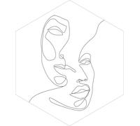 ESTAhome Autocollant mural Line Art Visages noir et blanc - 159001 - 70 x 81 cm