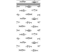 ESTAhome papier peint poissons blanc et noir - 138967-0,53 x 10,05 m