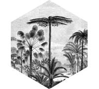 ESTAhome sticker mural paysage tropical avec des palmiers noir et blanc - 159024 - 140 x 161 cm