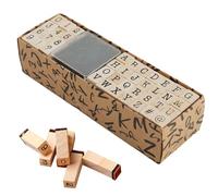 Estampages de lettre - Jeu de tampons 40 pièces, poignées en bois, empreinte transparente | Kit alphabet avec tampon d'encre pour l'enseignement, les activités scolaires, le scrapbooking, l'artisanat